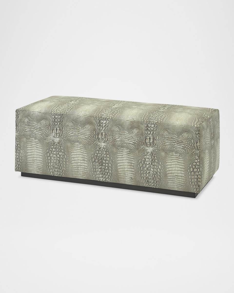 Darana Embossed Leather Bench, 48"